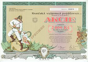 Listinná akcie obnovené Hasičské vzájemné pojišťovny